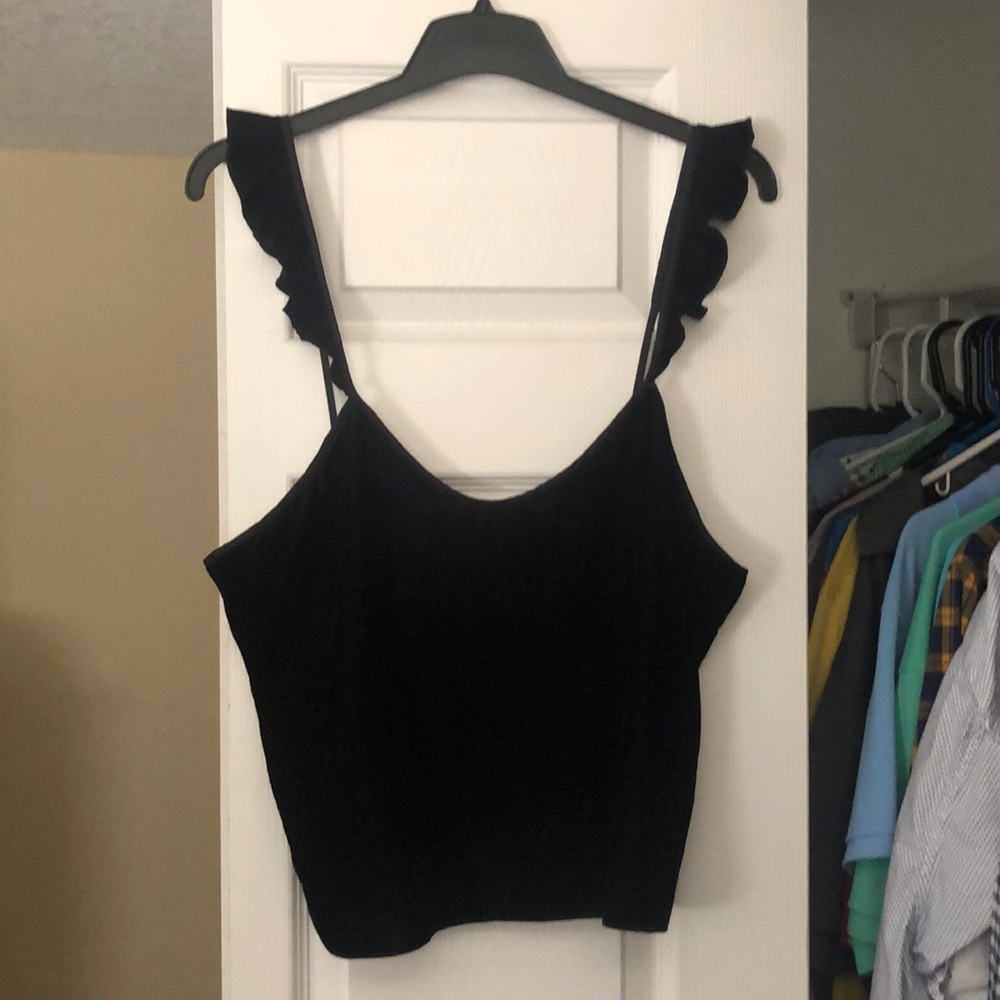 Victoria’s Secret Velvet Ruffle Sleep Tank - Black